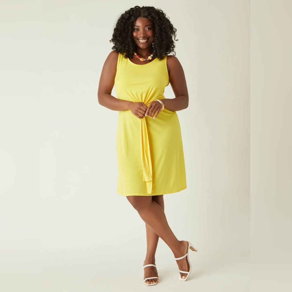 NWT 3X (22/24) ASHLEY STEWART Layered Ring Detailed Dress~Gold